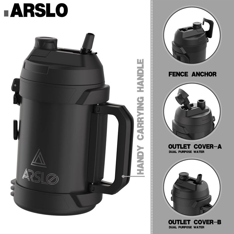 Arslo Sports Water Jug - Gallon Water Bottle - Large Insulated Stainless Steel Bottle for Gym, Workouts, Basketball, Football, Soccer - Keep Water Cold for Up To 24 Hours - 108 Ounce (Black) - Image 3