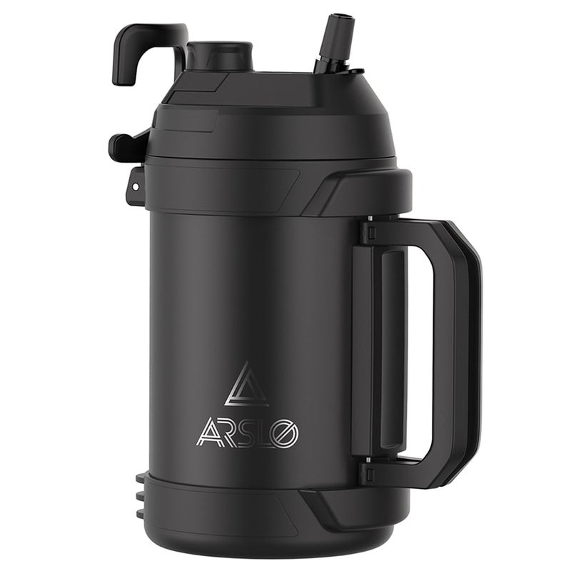 Arslo Sports Water Jug - Gallon Water Bottle - Large Insulated Stainless Steel Bottle for Gym, Workouts, Basketball, Football, Soccer - Keep Water Cold for Up To 24 Hours - 108 Ounce (Black) - Image 1