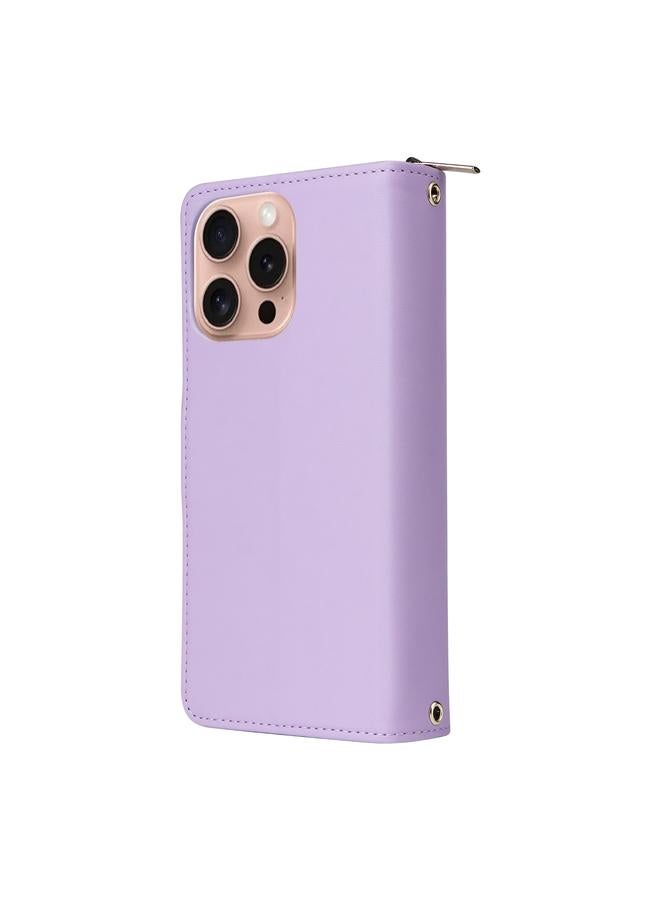 S-TOP Case For iPhone 16 Pro Max Nine-card Slots Zipper Wallet Bag Leather Phone Case - Image 3