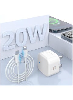 20W USB-C Power Adapter & Lightning Cable [Apple MFi Certified] Lightning Cable 3.3FT/1M and 20W IPhone Charger Plug Compatible with iPhone 12/SE/11/Xs/Max/XR/X/8/8 Plus