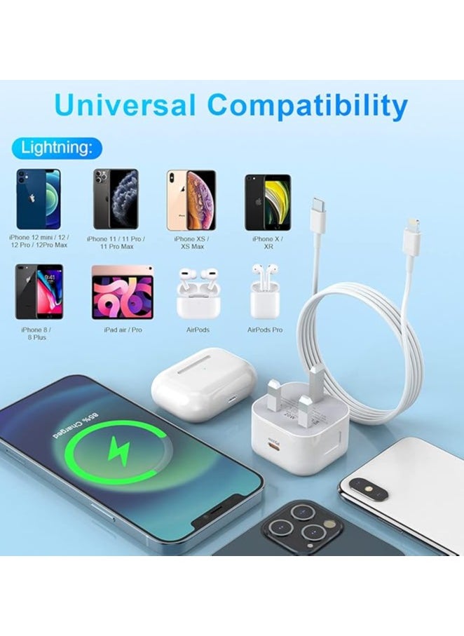 Generic - 20W USB-C Power Adapter & Lightning Cable [Apple MFi Certified] Lightning Cable 3.3FT/1M and 20W IPhone Charger Plug Compatible with iPhone 12/SE/11/Xs/Max/XR/X/8/8 Plus - Image 1