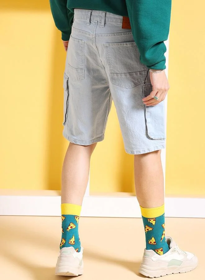 The Indian Garage Co  Men Relaxed Fit Solid Denim Shorts for Men | Best Price UAE