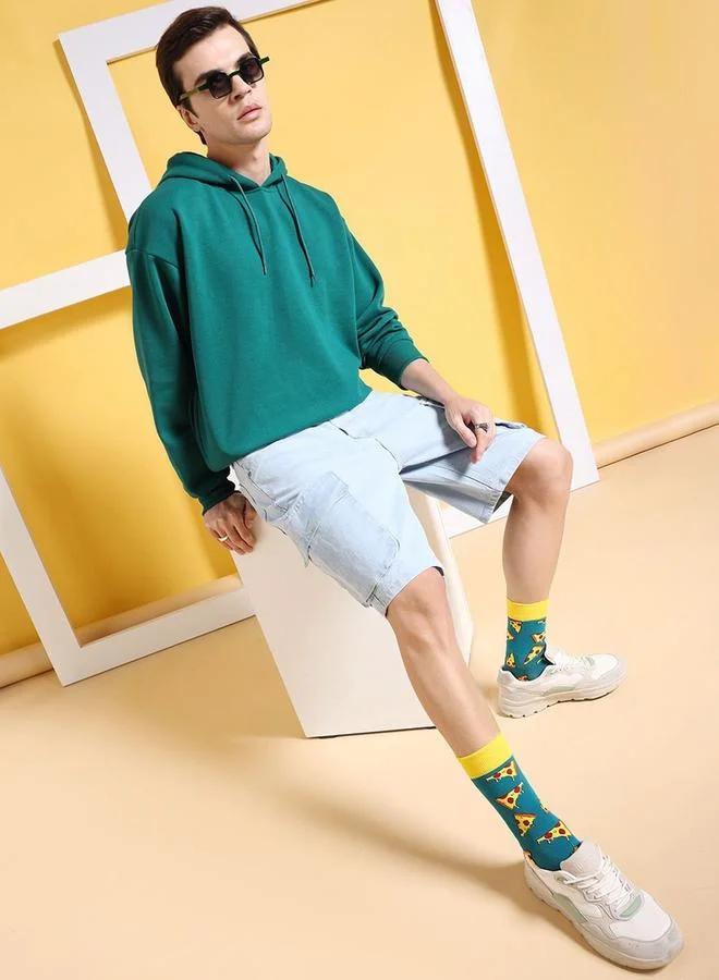 The Indian Garage Co  Men Relaxed Fit Solid Denim Shorts for Men | Best Price UAE