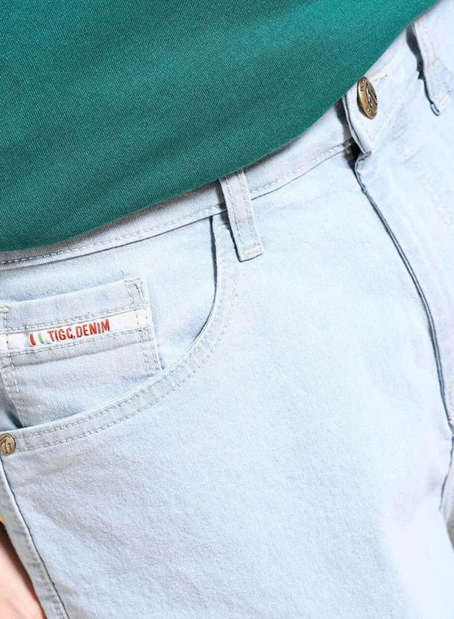 The Indian Garage Co  Men Relaxed Fit Solid Denim Shorts for Men | Best Price UAE