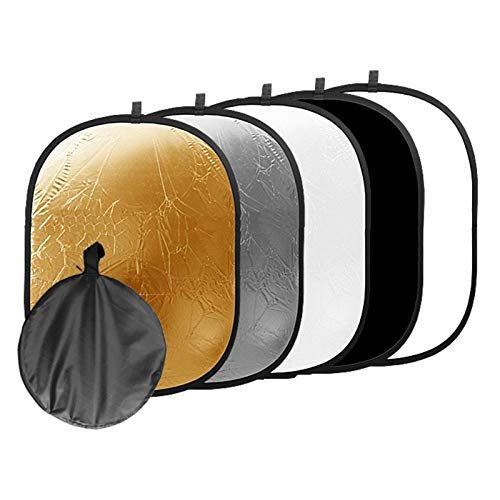 HIFFIN®59"x79"/150x200cm 5 in 1 Reflector Translucent, Silver, Gold, White and Black Collapsible Round Multi Disc Light Reflector for Studio or Any Photography Situation. - Image 1