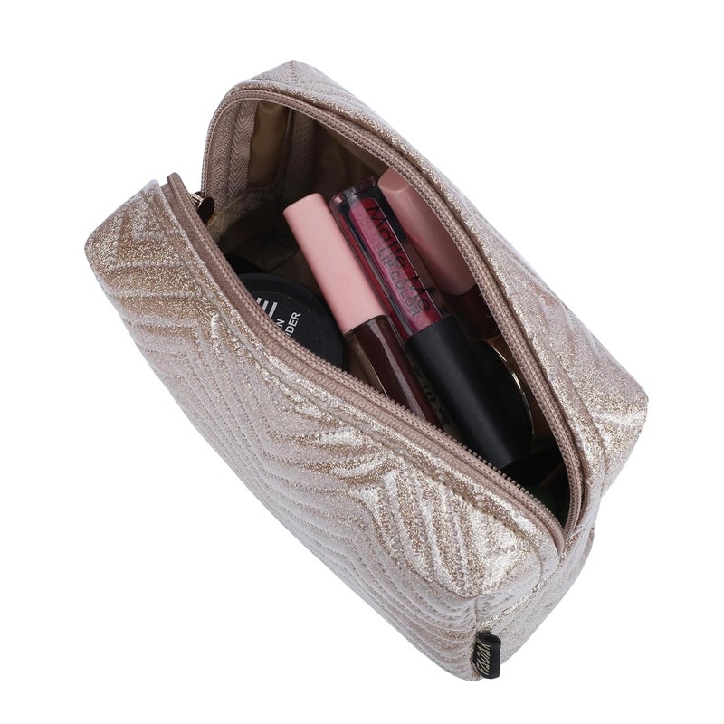 FADAK Glitter Makeup Organizer Bag with Detachable Pouch 25 x 14 x 14 cm Pink - Image 3