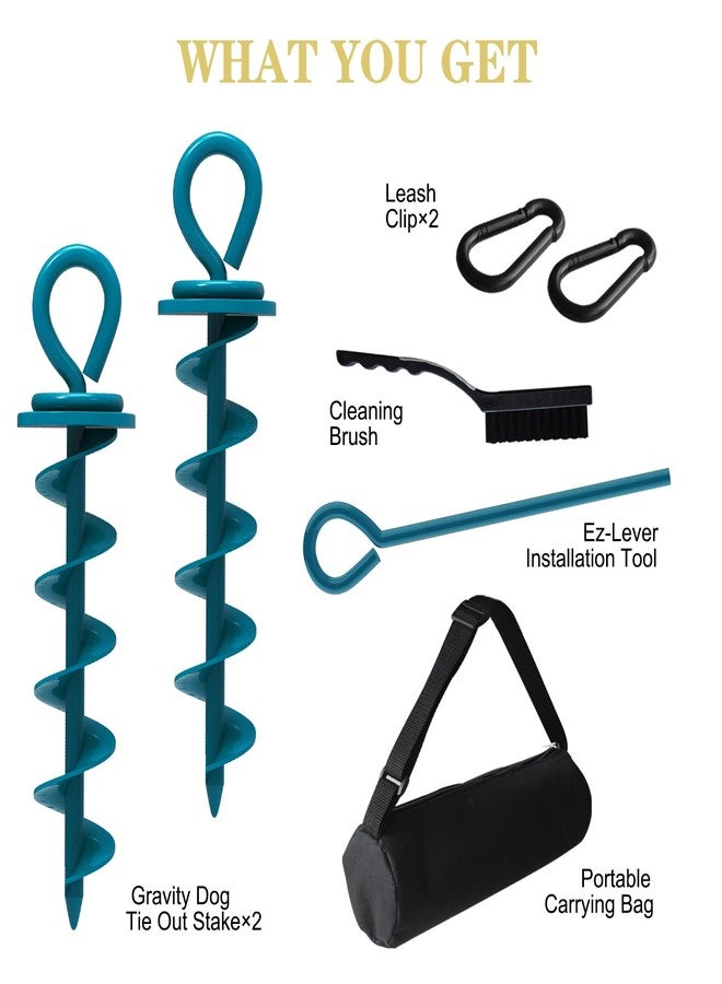 Eurmax USA Heavy Duty Dog Tie Out Stake for Large Dogs up to 210 lbs,Dog Stakes Outside,Ground Anchor for Dog Leash,Runner Cable,Trampoline Stakes(2,Medium,Navy Blue) - Image 4