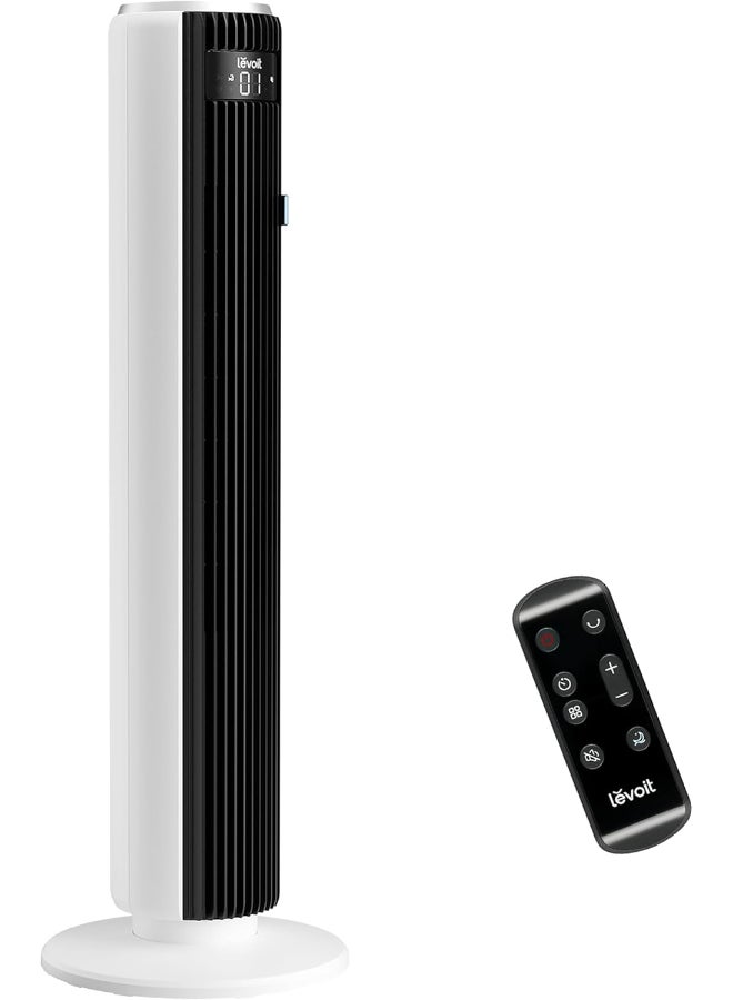 LEVOIT Tower Fan For Bedroom 36 Inch, 25ft/s Standing Fans That Blow Cold Air For Home, Floor Fan 90° Oscillating For Indoors, 28dB Quiet With Sensor, 12H Timer,12 Speeds,4 Modes LTF-F362-WAE White/Black - Image 1