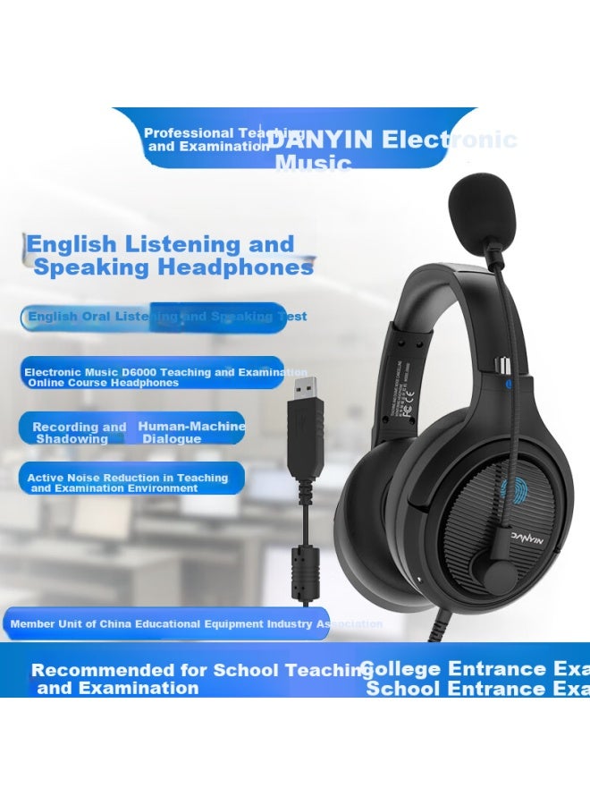 Danyin D6000 English Listening And Speaking Exam Special Earphones With Active Noise Cancelling, Headset Style For Middle School And High School English Listening Study, Recording, And Human-Machine D - Image 1