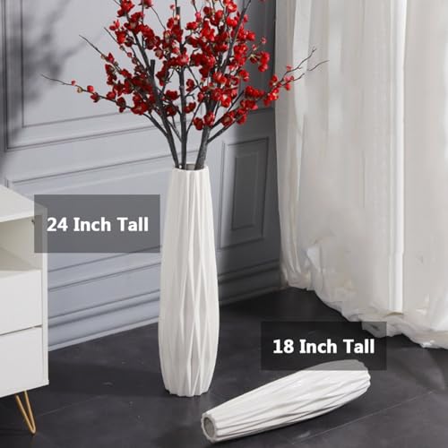 Tuioyoc White Tall Floor Vase, 28" Ceramic Decorative Large Vases for Living Room Decor Home Office Bedroom, Modern Big Standing Flower Vase with Glossy Glaze - Image 4