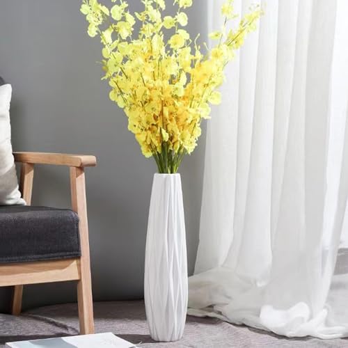 Tuioyoc White Tall Floor Vase, 28" Ceramic Decorative Large Vases for Living Room Decor Home Office Bedroom, Modern Big Standing Flower Vase with Glossy Glaze - Image 2