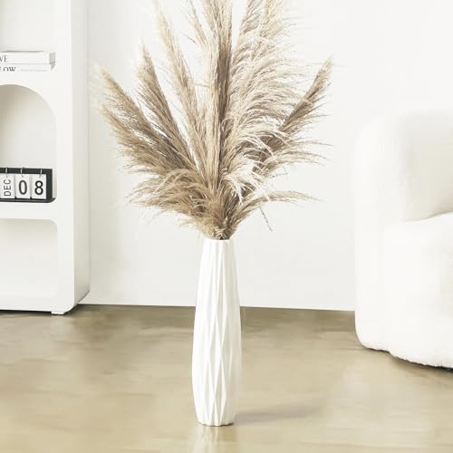 Tuioyoc White Tall Floor Vase, 28" Ceramic Decorative Large Vases for Living Room Decor Home Office Bedroom, Modern Big Standing Flower Vase with Glossy Glaze - Image 1