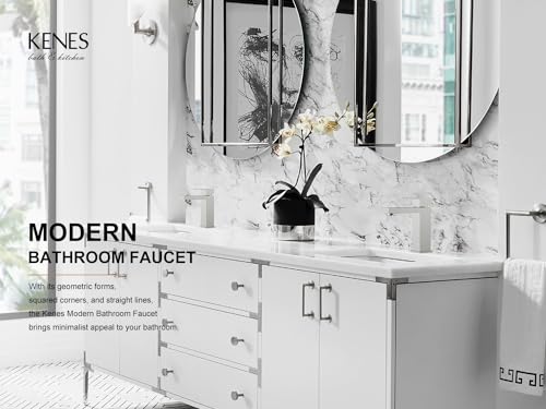KENES Single Handle Bathroom Sink Faucet, Brushed Nickel Vanity Faucet for Bathroom Sink, with Pop Up Drain Stopper & Water Supply Lines LJ-9031 - Image 2
