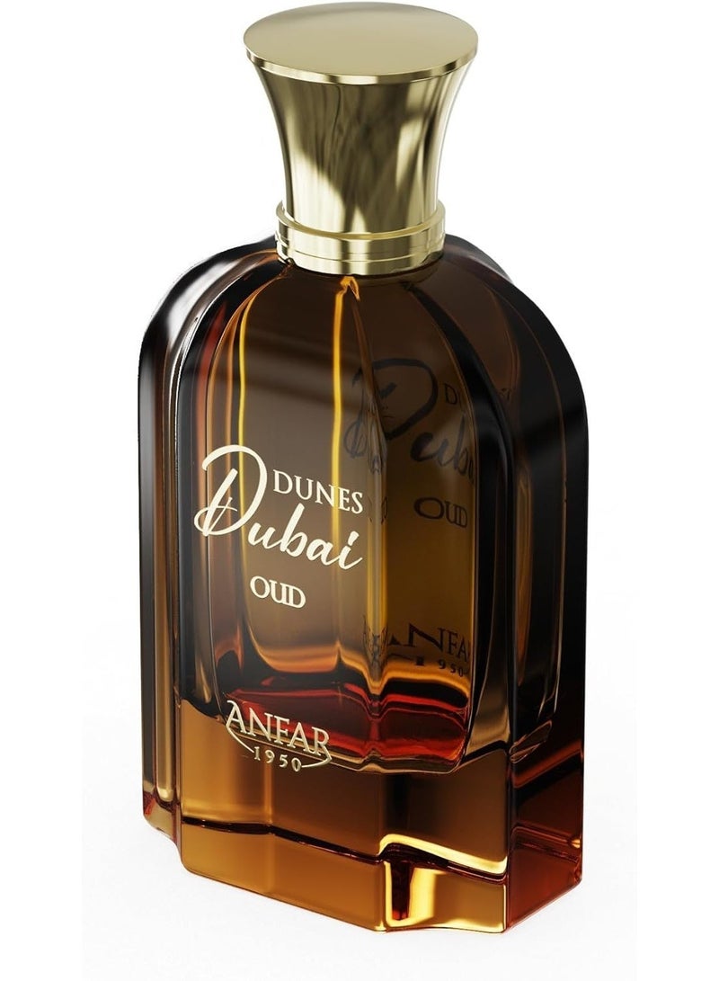 Anfar Dunes Dubai Oud Eau de Parfum 100ml – Long Lasting Unisex Spicy Woody Perfume with Saffron, Pink Pepper & Mint - Image 1