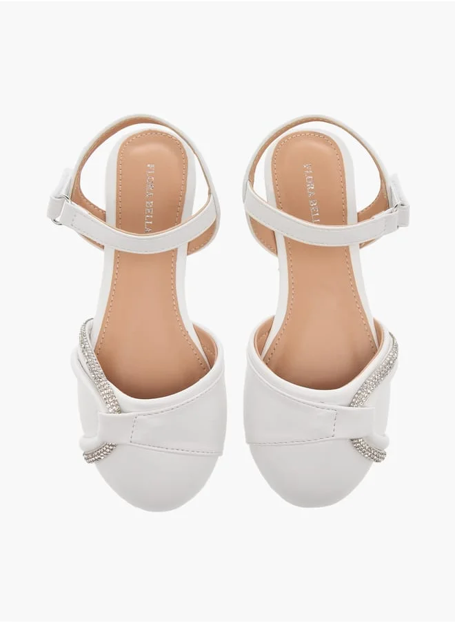 Flora Bella By Shoexpress Girls Embellished Ballerina Shoes with Hook and Loop Closure Ramadan Collection