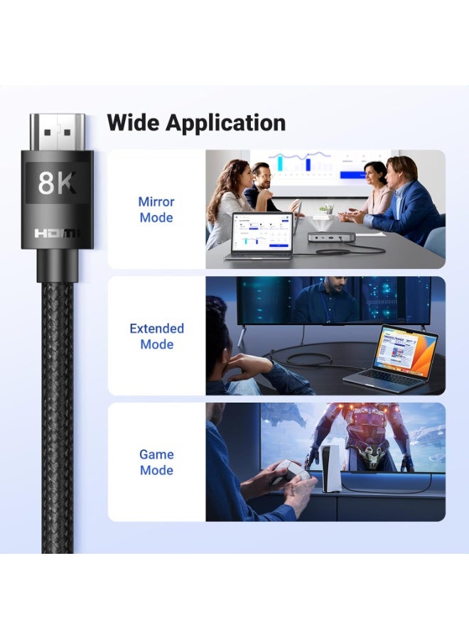 HDMI 2.1 Ultra HD Cable 5M – High-Speed 48Gbps Braided HDMI Cord for 8K@60Hz, eARC, HDR, Dolby Vision, Compatible with PS5, Xbox, Switch, MacBook, TV, Projector - Image 2