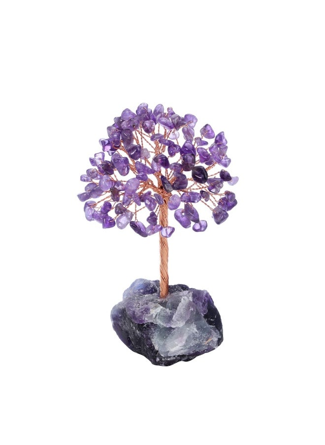 Jovivi Natural Amethyst Crystal Tree Raw Healing Crystals Fluorite Base Bonsai Money Tree For Home Office Table Decor Wealth And Luck  - Image 1