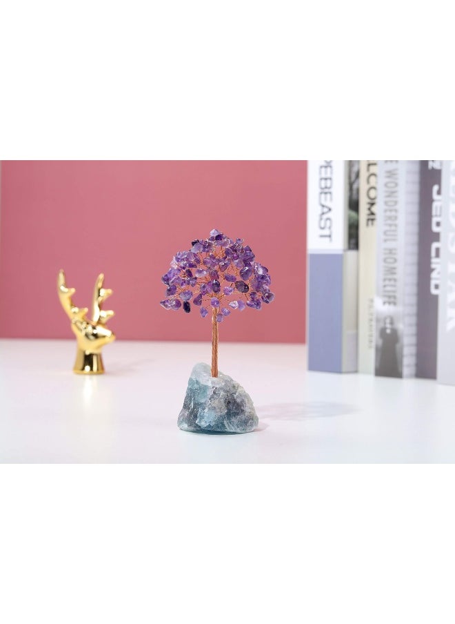 Jovivi Natural Amethyst Crystal Tree Raw Healing Crystals Fluorite Base Bonsai Money Tree For Home Office Table Decor Wealth And Luck  - Image 2