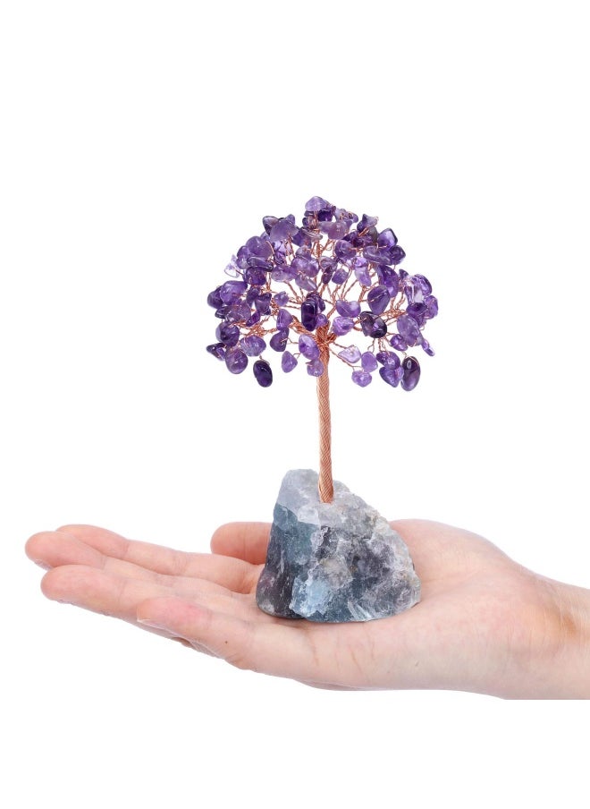 Jovivi Natural Amethyst Crystal Tree Raw Healing Crystals Fluorite Base Bonsai Money Tree For Home Office Table Decor Wealth And Luck  - Image 4