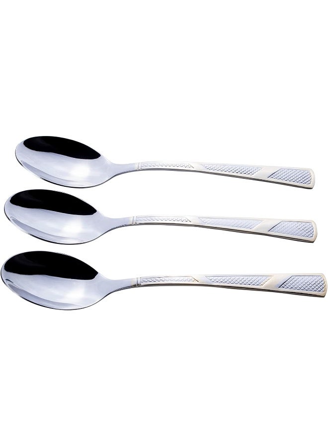 كويزين أرت ملاعق حلويات ستانلس ستيل إلسا من سي تي-إلسسي إس،  قطع، ملاعق قهوة صغيرة للمنزل والحفلات والمطاعم، فضي بحواف مربعة وتصميم ذهبي - Image 3