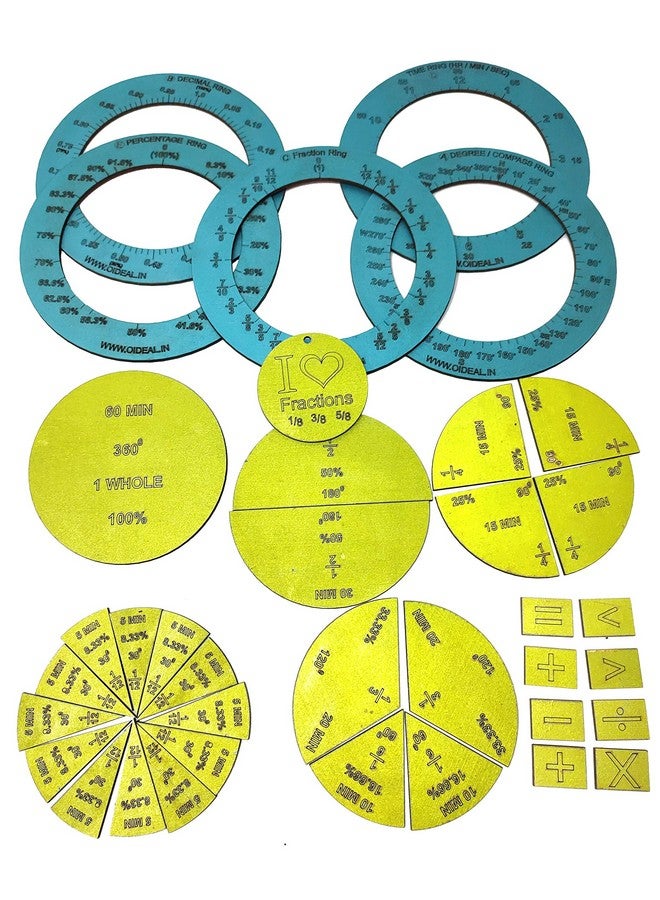 ستيبس تو دو مجموعة حلقات الكسور المميزة والعجلات الدائرية من ستيبس تو دو. تتضمن 38 قطعة. تُعلّم مفاهيم الكسور وعملياتها. وسيلة تعليمية ممتعة ومفيدة. هدية تعليمية، متعددة الألوان. - Image 1