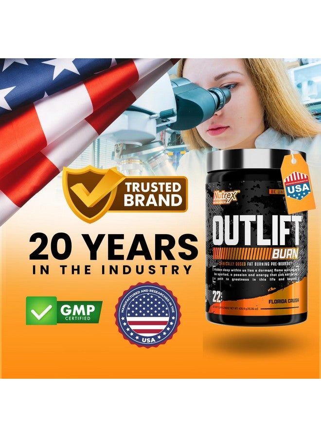 نورتكس ريسيرش مسحوق ما قبل التمرين الحراري من Nutrex Research Outlift Burn، مكمل غذائي 2 في 1 لتحسين الأداء والحرق مع Metabolyte، GBBGO (22 وجبة، Florida Crush) - Image 5