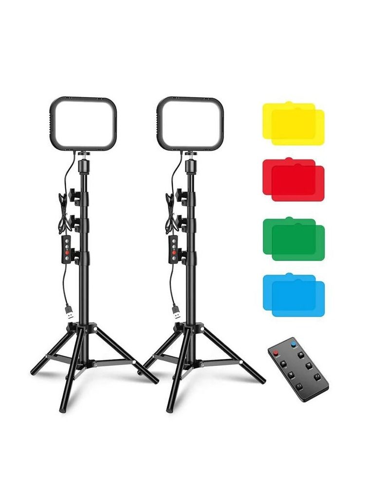2Pcs Soft USB LED Video Portable Light Kit With Adjustable Tripod Stand And Color Filters For Tabletop  - Image 1