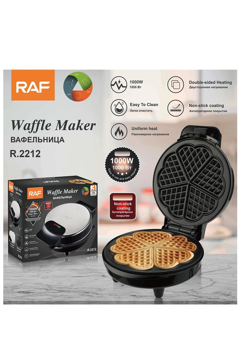 RAF - Electric Heart Waffle Maker,1000W Waffle Machine,Non Stick Plates & Adjustable Temperature Control,Double-Sided Heating Makes 5 Heart Shaped Waffles,R.2212 - Image 1