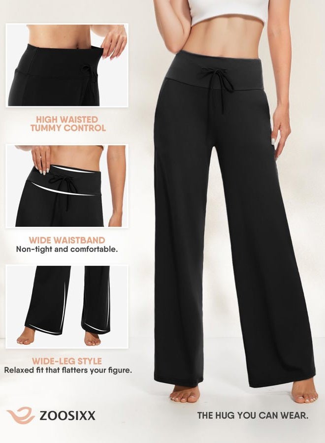 ZOOSIXX Buttery Soft Black Pajama Pants for Women, Plaid Comfy Casual Lounge Pajama Bottoms, Black 11, M - Image 4