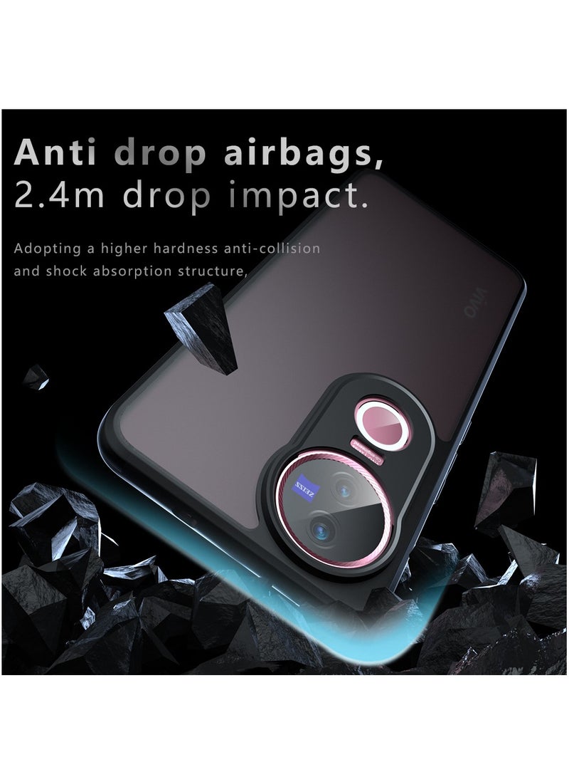 [1+1 Sets] For vivo V50 5G Case Cover & Screen Protector Frosted Translucent Back Protective Slim Phone Cover, Anti-Fingerprints, Anti-Fall Drop Protection，Tempered Flims - Image 4