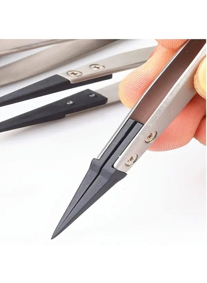 1 ESD Anti Static Precision Tweezers With 2 Adapters Heavy Duty Metal For Electronics - Image 2