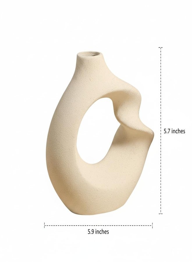 PUREZENTO Unique Twister White Ceramic Donut Vase 5.7 Inches - Pack of 1 | Decorative Donut Vase for Dried Flowers & Pampas Grass | Vases for Modern Home Decor, Living Room, Office Decor Ideas - Image 2