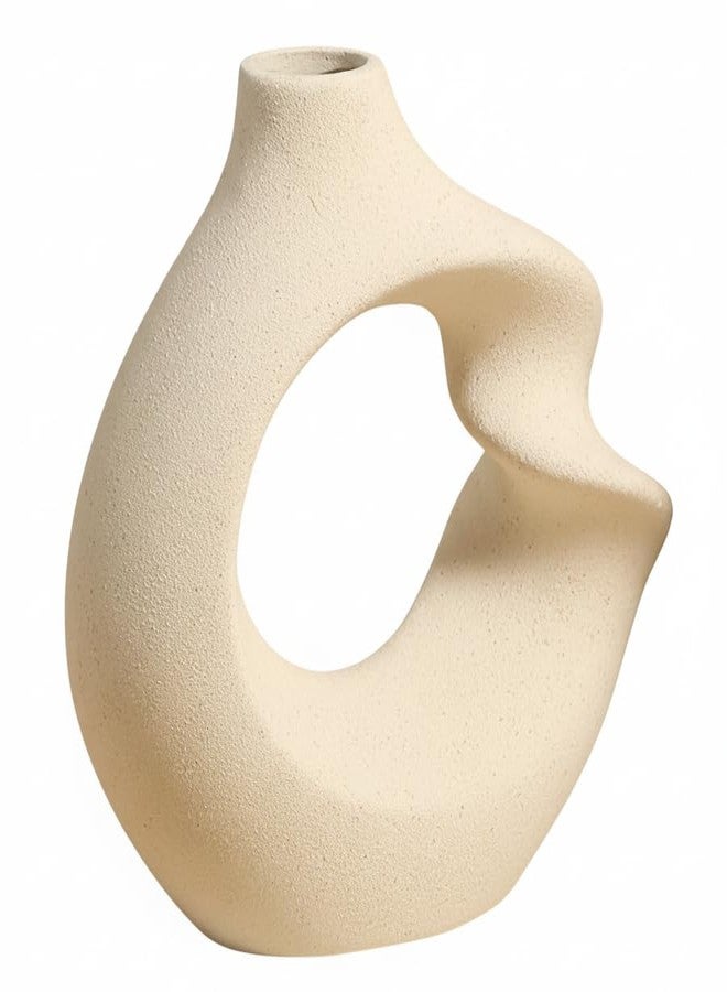 PUREZENTO Unique Twister White Ceramic Donut Vase 5.7 Inches - Pack of 1 | Decorative Donut Vase for Dried Flowers & Pampas Grass | Vases for Modern Home Decor, Living Room, Office Decor Ideas - Image 5