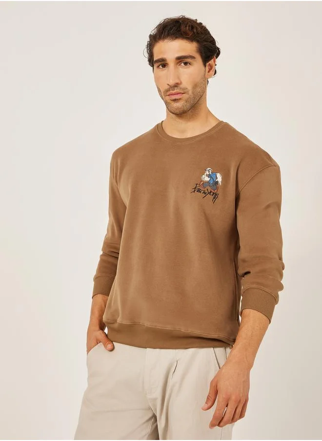 Fort Collins Embroidered Round Neck Oversized Sweatshirt by Styli