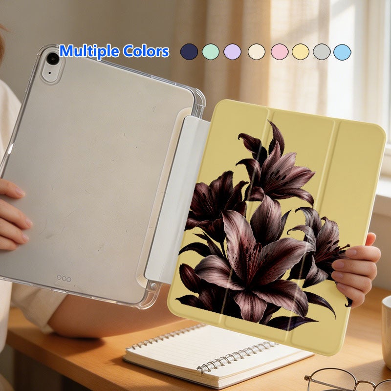 Tablet Case for iPad, Dark Purple Lily Cluster, iPad Case Cover for Mini Air Pro 4 5 6 7 8 9 10 11 12, Suitable for 7.9 8.3 9.7 10.2 10.5 10.9 11 12.9 13 inch Shockproof Anti-Scratch Clear with Stand - Image 1