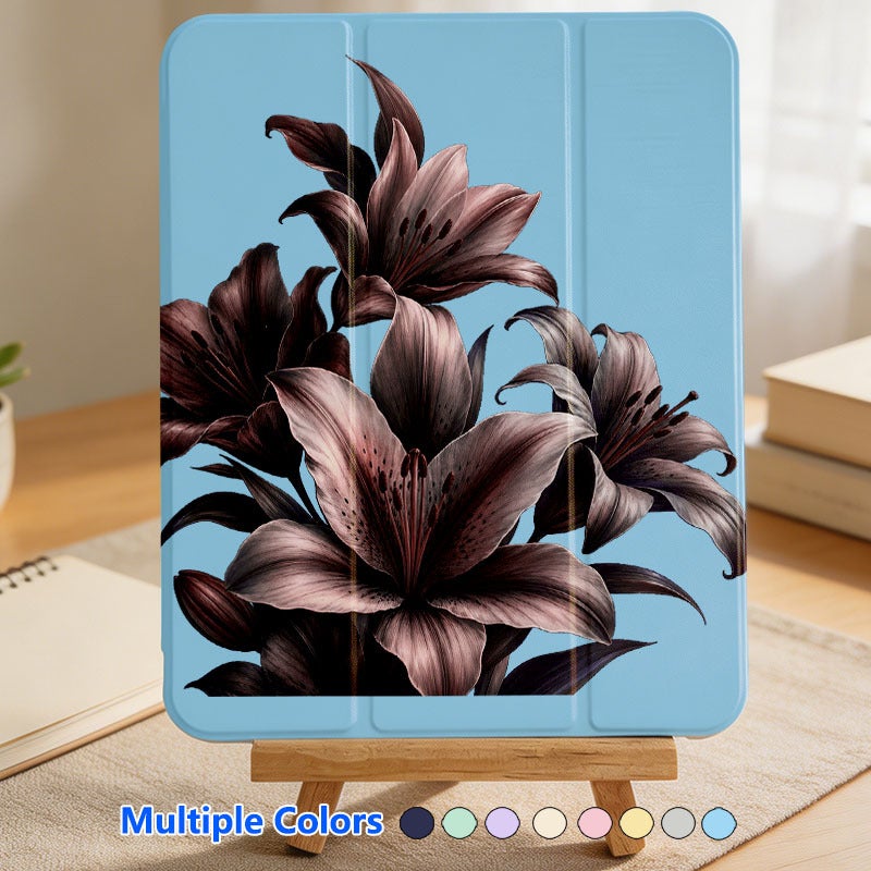 Tablet Case for iPad, Dark Purple Lily Cluster, iPad Case Cover for Mini Air Pro 4 5 6 7 8 9 10 11 12, Suitable for 7.9 8.3 9.7 10.2 10.5 10.9 11 12.9 13 inch Shockproof Anti-Scratch Clear with Stand - Image 4
