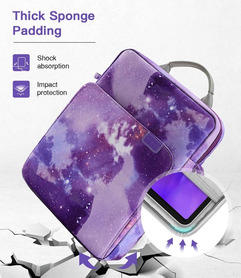 MoKo 9-11 Inch Tablet Sleeve Bag Handle Carrying Case with Shoulder Strap Fits 11inch iPad Air M3, iPad A16 2025, iPadPro 11", iPad109/8/7th Gen 10.2, Air 5/4th 10.9, Tab S8/S9 11",Purple Starry - Image 4