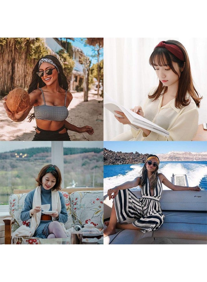 بسماد عصابات رأس من القماش البوهيمي للسيدات من أجل إكسسوارات الشعر ذات الرأس المرن المتقاطع العتيق (أحمر) - Image 3