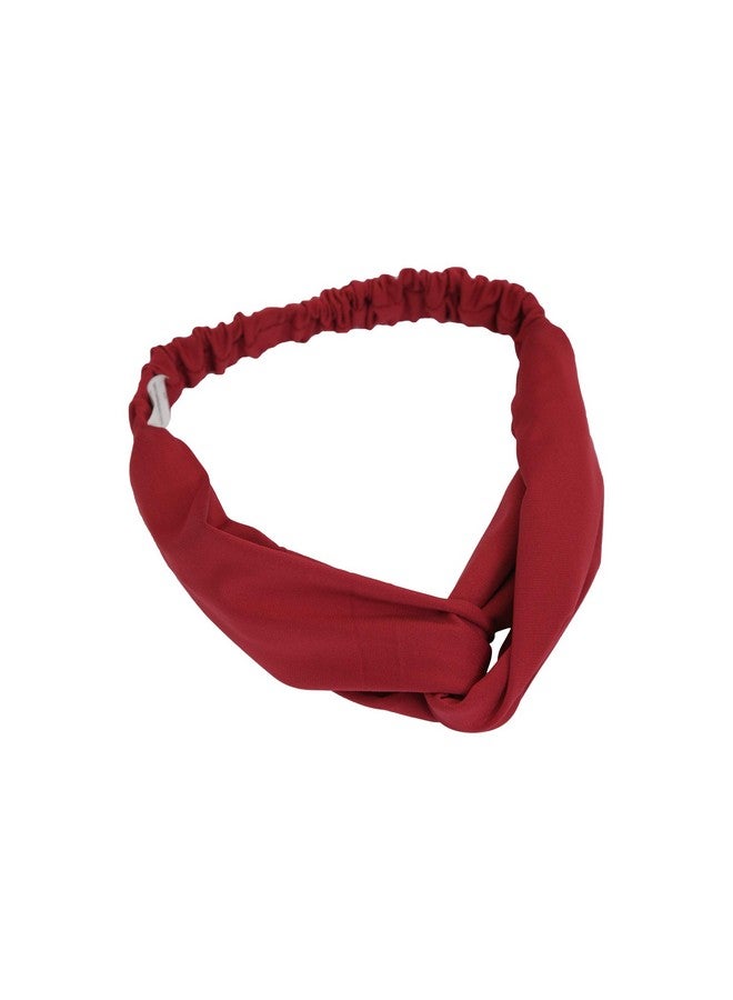 بسماد عصابات رأس من القماش البوهيمي للسيدات من أجل إكسسوارات الشعر ذات الرأس المرن المتقاطع العتيق (أحمر) - Image 1