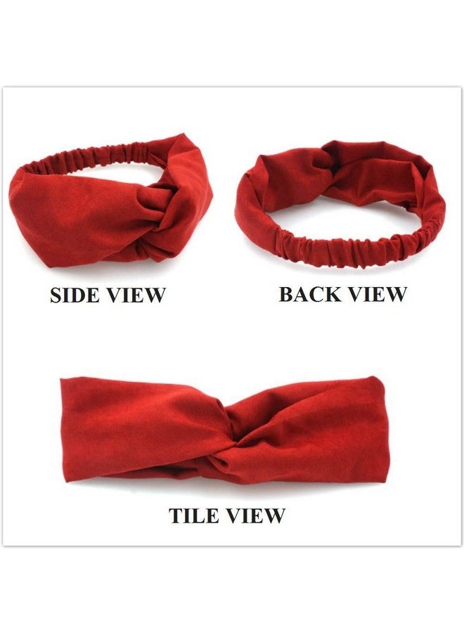 بسماد عصابات رأس من القماش البوهيمي للسيدات من أجل إكسسوارات الشعر ذات الرأس المرن المتقاطع العتيق (أحمر) - Image 2