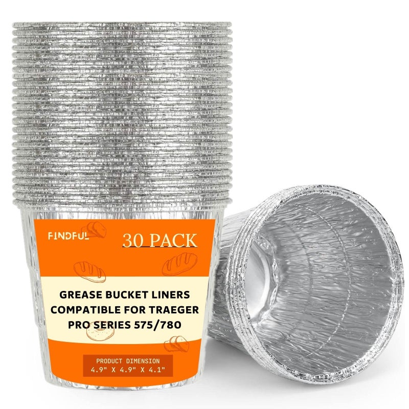 30 Pack BAC407 Grease Bucket Liner Compatible for Traeger Pro Series 575780 2234 Series Ironwood 650885 Grills Grill Accessories Drip Tray Liner