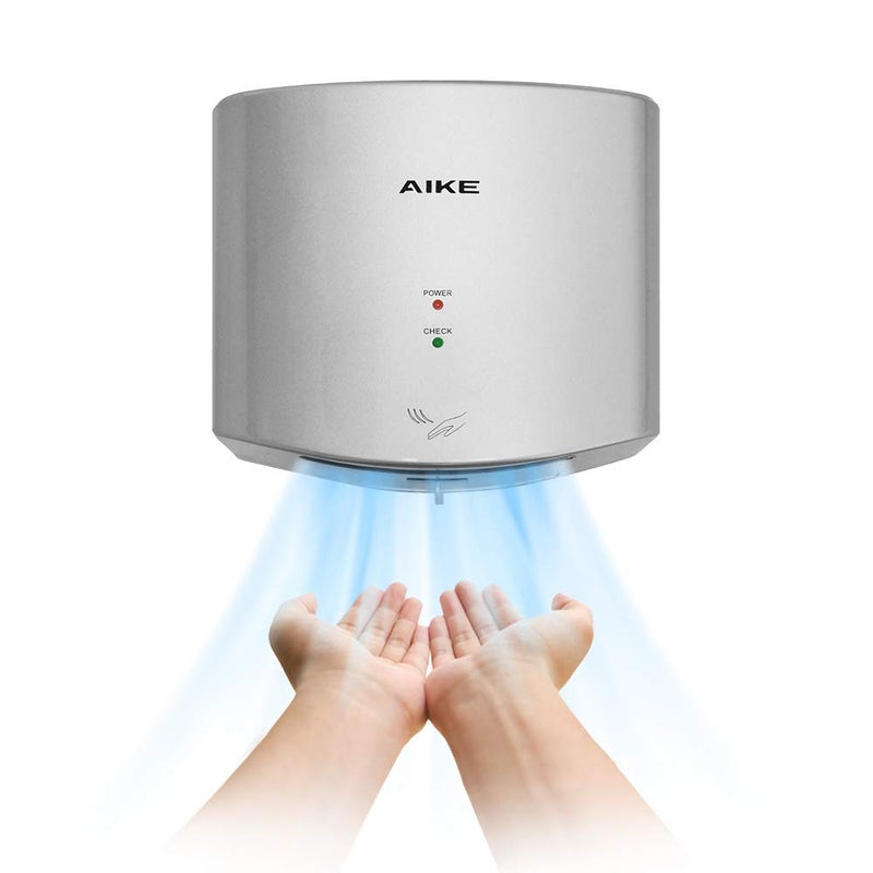 Aike Air Wiper Compact Hand Dryer 110V 1400W Silver (With 2 Pin Plug) Model Ak2630 - Image 1