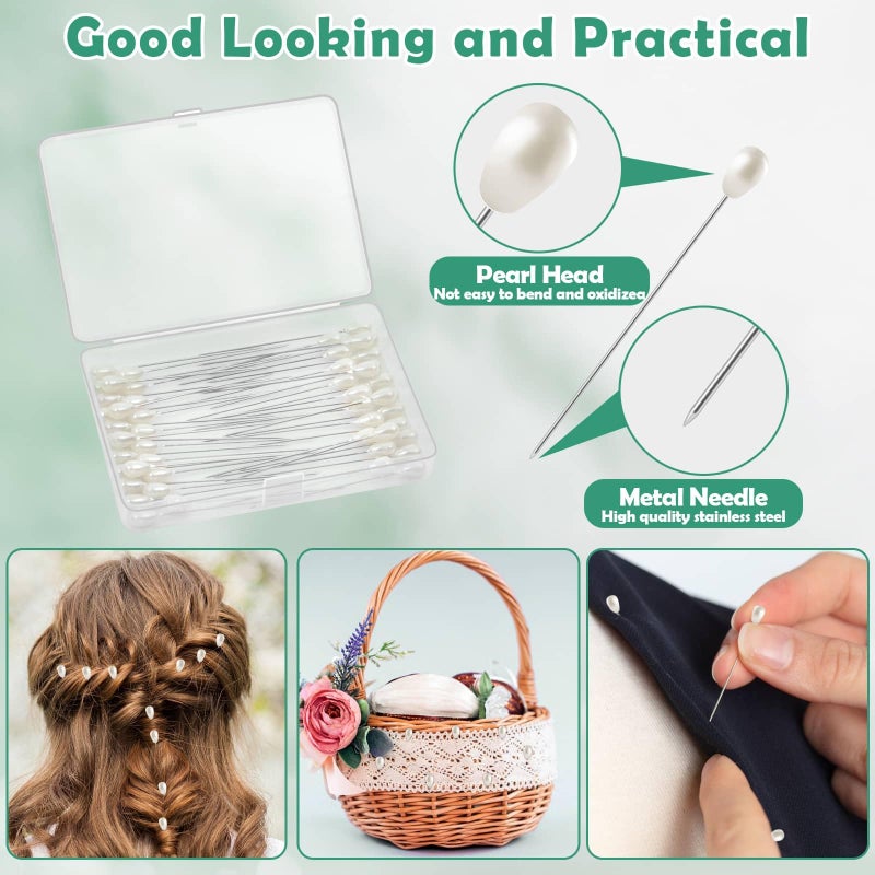 Paxcoo Floral Tape and Floral Wire Arrangement Tool Kit with Green Tape, Floral Wire, Boutonniere Flower pin, Cutter, White Ribbon and Elastic Pearl Wrist Corsage Bands for Bouquets - Image 5