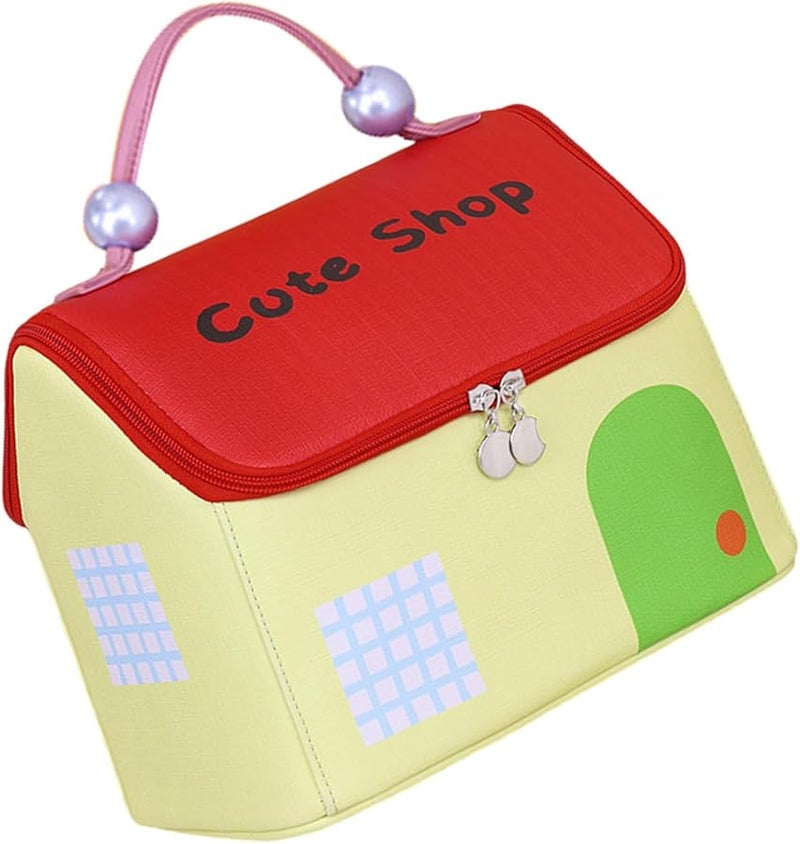 Creamy Yellow Large Capacity Travel Cosmetic Bag Washable Toiletry Storage Organizer - Image 1