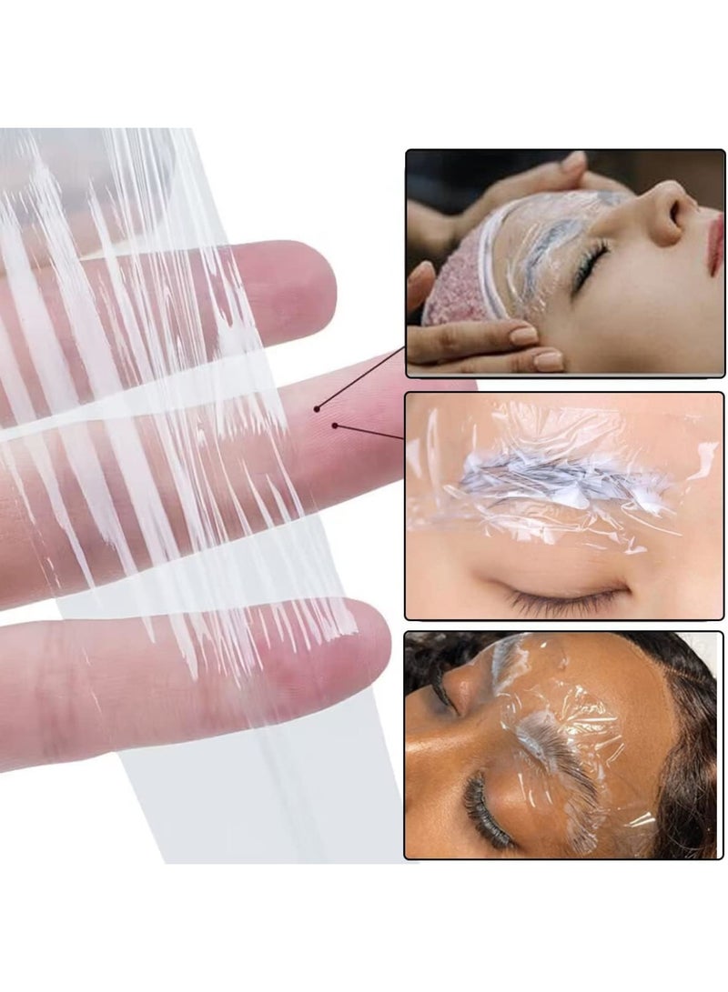 SOLARAE Disposable Eyebrow Tattoo Plastic Wrap, 2 Pcs 40MM*200M Barrier Film Roll with Microblading, Protective PE Film Tape, Plastic Wrap Preservative Film for Dental, Clinic, Beauty Salon, Transparent - Image 2