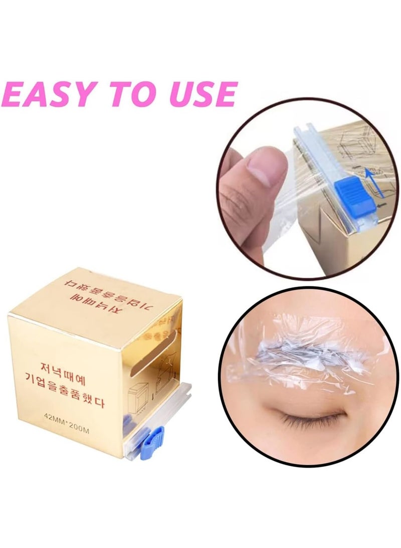 SOLARAE Disposable Eyebrow Tattoo Plastic Wrap, 2 Pcs 40MM*200M Barrier Film Roll with Microblading, Protective PE Film Tape, Plastic Wrap Preservative Film for Dental, Clinic, Beauty Salon, Transparent - Image 3