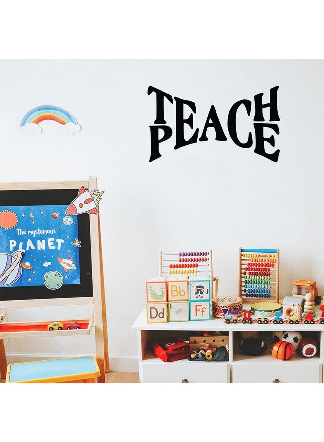 Printique Vinyl Wall Art Decal - Teach Peace - 15" x 25" - Trendy Inspirational Positive Quote Sticker for Home Kids Room Bedroom School Classroom Nursery Office Decor (Black) - Image 2