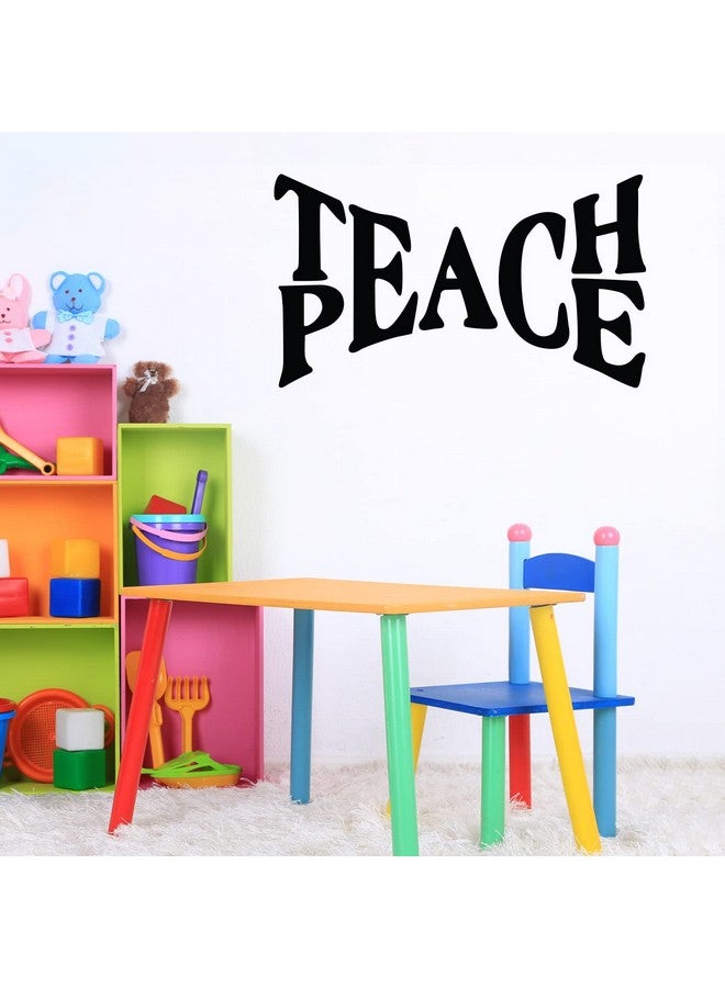 Printique Vinyl Wall Art Decal - Teach Peace - 15" x 25" - Trendy Inspirational Positive Quote Sticker for Home Kids Room Bedroom School Classroom Nursery Office Decor (Black) - Image 1
