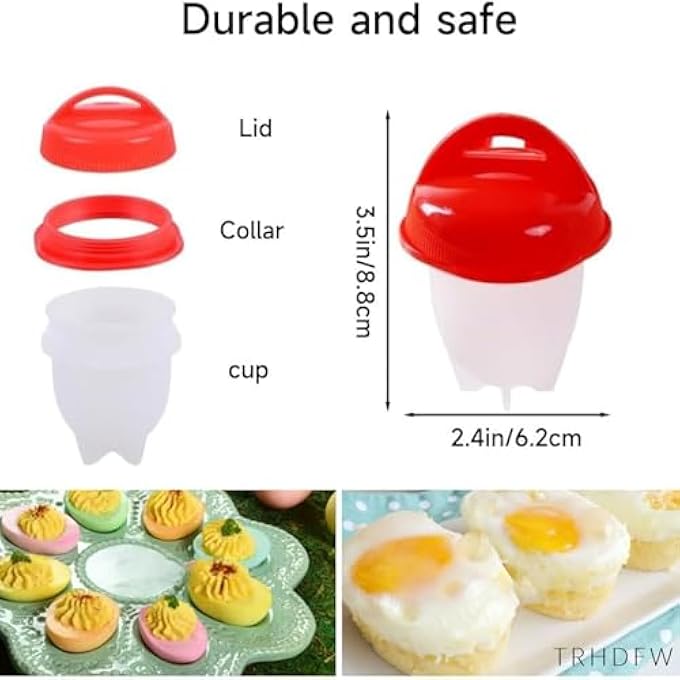 ريحني 3 قطع من غلاية البيض أكواب بيض غير لاصقة من السيليكون أكواب غلاية البيض للمطبخ سهلة التنظيف وطهي سريع للإفطار - Image 3