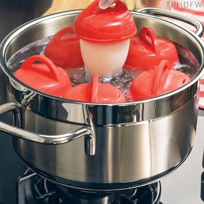 ريحني 3 قطع من غلاية البيض أكواب بيض غير لاصقة من السيليكون أكواب غلاية البيض للمطبخ سهلة التنظيف وطهي سريع للإفطار - Image 5